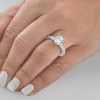 Pompeii3 2 1/4CT Oval Moissanite & Lab Created Diamond Engagement Ring White or Yellow Gold - 4 of 4