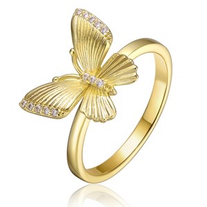 Guili Teens' 14k Gold-Plated Butterfly Textured Ring - Stylish and Elegant - Available in sizes 6, 7, 8. - 1 of 2