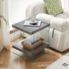 VYNXARIA 17.72inch Sleek and Sturdy Tempered Glass Leg Side Table with Dual MDF Shelves, Modern nightstand end table for living roon, bedroom,Gray - 2 of 4