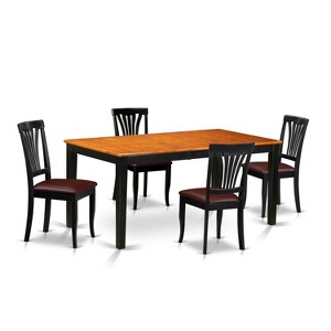 HomeStock 5-Pc Black and Cherry Finish Solid Wood Top - Dining Room Set - Seats 4 - 1 of 4