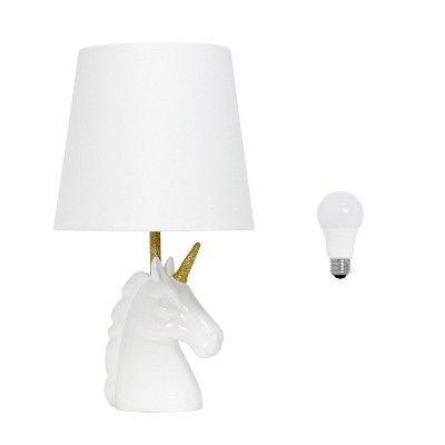 Image of Simple Designs 15.5" Sparking Glitter Unicorn Table Lamp with Feit LED (Includes LED Light Bulb) Gold