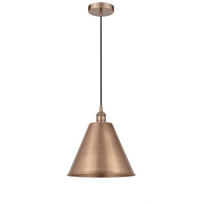 Edison Cone - 1 Light Cord Hung Mini Pendant In Industrial Style-14.75 Inches Tall and 12 Inches Wide