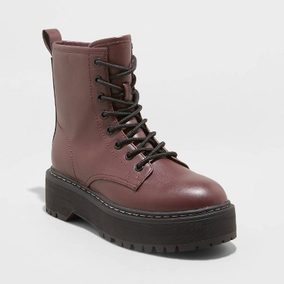 Women's Erin Lace-Up Combat Boots - Universal Thread™ Burgundy 5