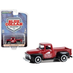1956 Ford F-100 Pickup Truck Red and Black "Indian Motorcycle Service, Parts & Sales" 1/64 Diecast Model Car by Greenlight - 1 of 3