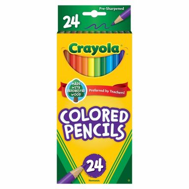 Crayola 24ct Pre-Sharpened Colored Pencils: Multicolor Wax & Wood, Non-Toxic, School Supplies for Kids, 3.3mm Point