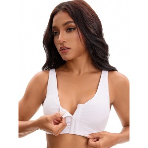 INSPIRE CHIC Women's Front Closure Adjustable Strap Wirefree Full Coverage Soft Workout Bras - 1 of 4