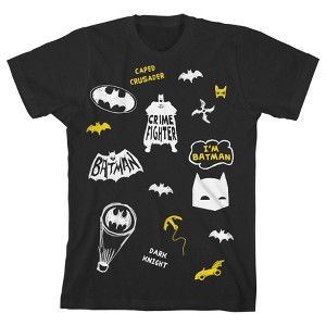 Batman Icons Black T-shirt Toddler Boy to Youth Boy - 1 of 3