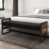 Bekrvio 57'' Long Upholstered Boucle Bench with Metal Frame & PE Rattan Sides, End of Bed Seating Bench, Modern Entryway Bench for Living Room - 3 of 4