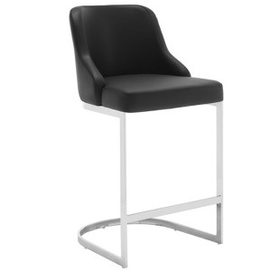 Bekrvio Bar Stools, 26” Counter Height with Back - Upholstered PU Leather/Velvet  Steel U-Shaped Base for Kitchen Counter Island - 1 of 4
