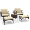 Tangkula 5PCS Wicker Furniture Set PE Rattan Chair Set w/ Ottomans & Coffee Table Patio - 2 of 3