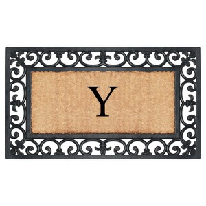 A1HC Natural Rubber & Coir 18x30, Monogrammed Doormat For Outdoor Entrance, Anti-Shed Treated Mat - 1 of 4