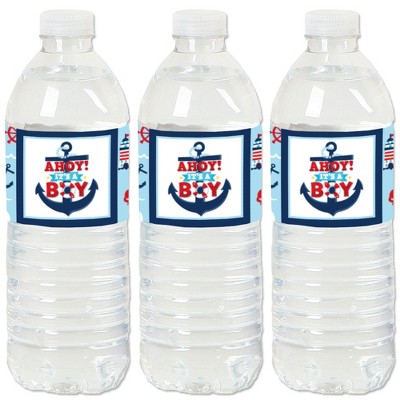 Big Dot of Happiness Ahoy It's a Boy - Nautical Baby Shower Water Bottle Sticker Labels - Set of 20