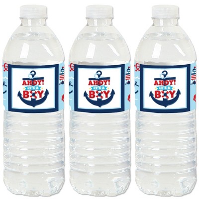 Big Dot of Happiness Ahoy It's a Boy - Nautical Baby Shower Water Bottle Sticker Labels - Set of 20