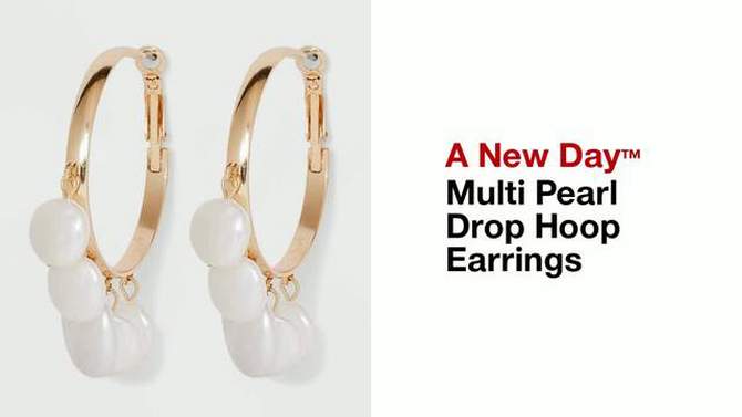 Multi Pearl Drop Hoop Earrings - A New Day™, 2 of 7, play video