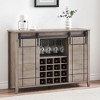 Coffee Bar Cabinet,47" w/16 Wine Glass Rack, Storage Shelves Farmhouse Wine Bar Sideboard w/Sliding Barn Door Kitchen Buffet Cabinet w - 2 of 4