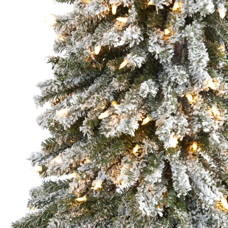 7ft Nearly Natural Pre-Lit Flocked Slim Grand Alpine Artificial Christmas Tree Clear Lights, 4 of 8