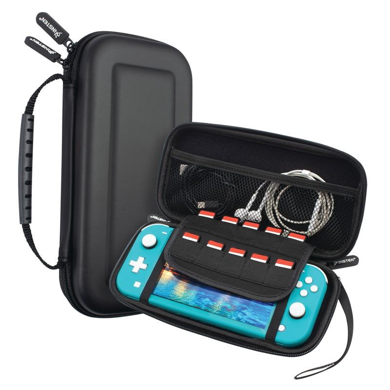 Insten Raised Carrying Case with 10 Game Slots Holder for Nintendo Switch Lite - Portable & Protective Travel Cover Accessories, Black, 1 of 10