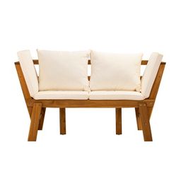 Holly & Martin Dolavon Outdoor Convertible Lounge Chair - Natural with Cream Cushions - SEI