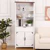 6-Tier Bookshelf with Door & Drawer Storage, Farmhouse Cabinet Bookcase with Adjustable Shelves for Living Room, Bedroom, Kitchen,White - 3 of 4