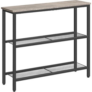 MaseiKar 29.5" Narrow Console Table, 3-Tier Entryway Table with Shelves, for Hallway, Entrance, Living Room, Bedroom, Greige and Black - 1 of 4