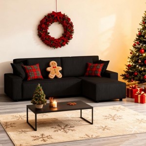 96" Corduroy L-Shaped Sectional Sofa - Oversized modern couch with 50" deep seat for living room & apartment. - 1 of 4