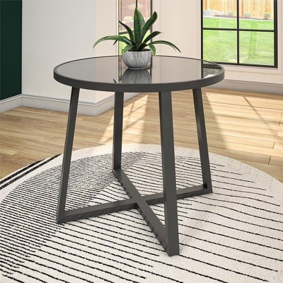 ORRD 35" Round Indoor/Outdoor Dining Table, Glass Top