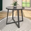COSCO Indoor/Outdoor 35" Round Dining Table with Glass Top, Dark Gray - 2 of 4