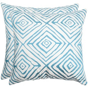 Diamonds Five Pillow (Set of 2) - Light Blue/Cream - 20"X20" - Safavieh - 1 of 3