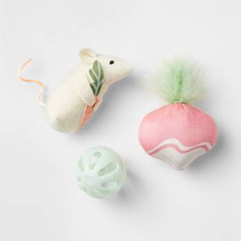 Spring Mouse, Ball and Radish Cat Plush Toy Set - 3pk - Boots & Barkley™