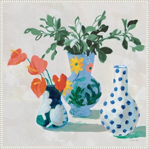 Amanti Art 30"x30" Bungalow Floral Vases by Danhui Nai Framed Canvas Wall Art Print White  : Modern Botanical Lithograph - 1 of 4