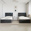 VECELO Twin/Full/Queen Size Metal Frame Platform Bed Frame with Storage Charging Station, Black/Gray - 2 of 4