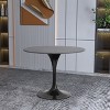 LeisureMod Verve 36" Round Dining Table - Sintered Stone Top with Modern Black Pedestal Base Accent Table for Contemporary Dining and Kitchen Room - 3 of 4