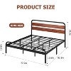 King Size Platform Bed Frame with Wood Headboard, Heavy Duty Metal Slat Support, Noise Free Design Mattress Foundation, Easy Installation, Brown - 2 of 4