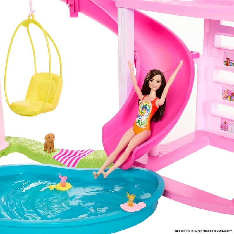 Barbie Dreamhouse Pool Party Doll House and Playset with 75+ Pieces, 3 Story Slide, Pet Elevator & More, 4 of 7