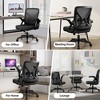 KERDOM Ergonomic Desk Chair Breathable Mesh Task Chair with Wheels Lumbar Support Home Desk Office Chair with Flip up Armrest,Black - 2 of 4