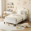 Twin Upholstered Smart LED Bed Frame with Adjustable Hills Headboard, PU Leather Platform Bed Frame for Kids - 3 of 4
