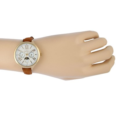 Peugeot Women 38mm Watch Multi Function Suede Leather Strap - image 4