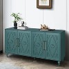 VYNXARIA 63-Inch Navy Blue Storage Cabinets with Carved Flower Doors and Metal Handles for Versatile Use - 3 of 4