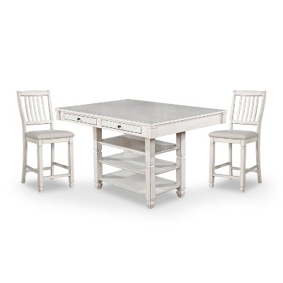 3pc Gretz 4 Drawer Counter Height Dining Set Antique White - HOMES: Inside + Out