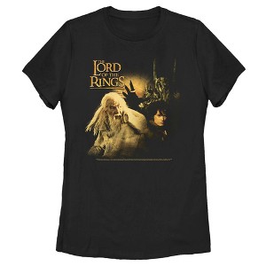 Women's The Lord of the Rings Fellowship of the Ring Gandalf Frodo and Sauron Logo T-Shirt - 1 of 4