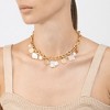 Adornia 14k Gold Plated Oval Link Chain with Hammered Coin and Multishape Pearl Charms Necklace - 2 of 3