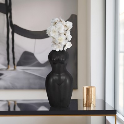 Sagebrook Home 12" Dolomite Torso Vase - Contemporary Modern Woman Body Form Decorative Vase