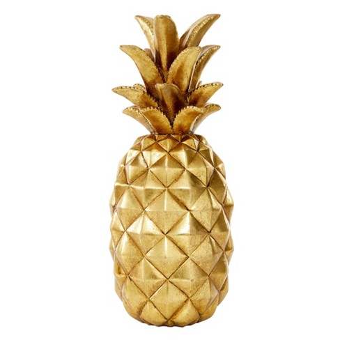 14 Decorative Polystone Pineapple Figurine Gold - Olivia & May : Target