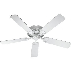 Quorum Lighting Medallion 52 White Ceiling Fan, 5 Blades, Optional Light Kit, 3 Speed, Flush Mount, Dry Rated - 1 of 1