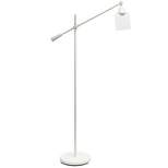 Swing Arm Floor Lamp with Glass Cylindrical Shade White - Lalia Home