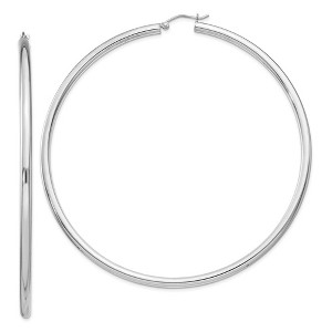 Black Bow Jewelry 3mm Sterling Silver, Extra Large Round Hoop Earrings, 80mm (3 1/8 In) - 1 of 4