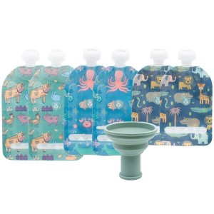 WeeSprout Double Zipper Reusable Food Pouches for Babies & Toddlers, 6-Pack - 1 of 4