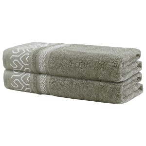 Unique Bargains Durable Soft Absorbent Quick Dry Cotton Bath Towel for Gym SPA and Yoga 2 Pcs - 1 of 4