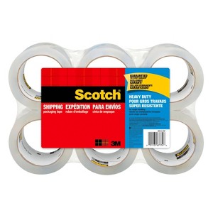 Scotch Shipping and Packaging Tape Heavy Duty Clear 6pk: Packing Tape Refill, 1.88" Width, 35 Yards, 6 Rolls - 1 of 4