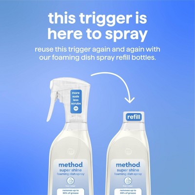 Method Super Shine Foaming Dish Spray Powered By Enzymes Free + Clear - Refill - 16oz
